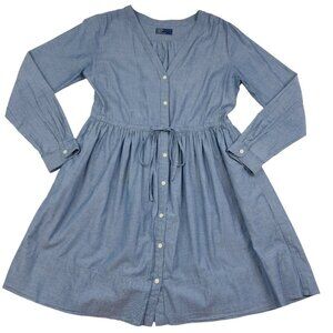 GAP 100% Cotton Lightweight Chambray Long Sleeve Shirt Dress Women's Size 6